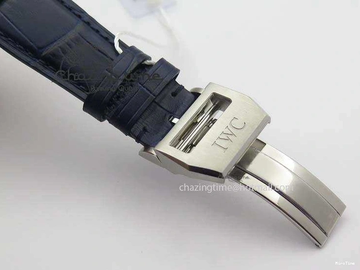 MIROTIME 0723 Pilot Chrono SS IW387809 ZF 1:1 Best Edition Silver Dial Blue Numbers On Blue Leather Strap A Lightweight 7263